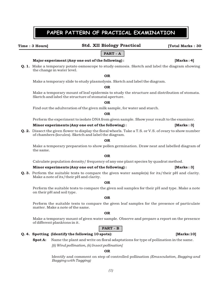 Biology Practical Exam Guide for Std XII | PDF | Meiosis | Ovary