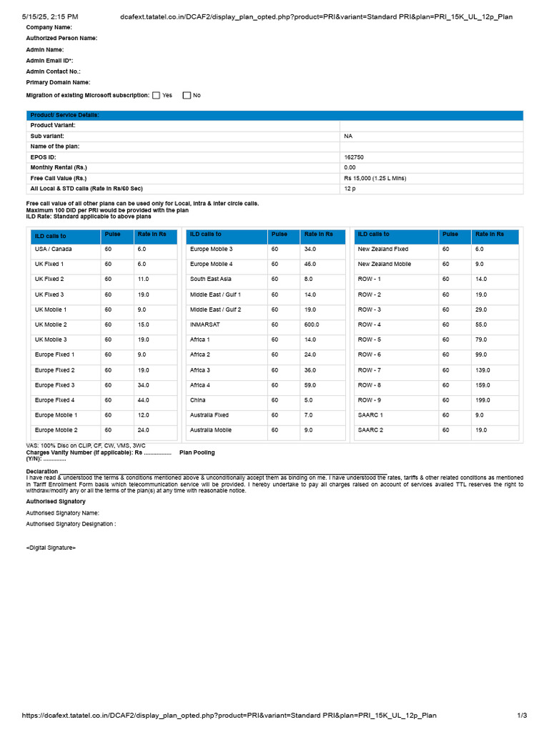 Tata Pri Plan | PDF