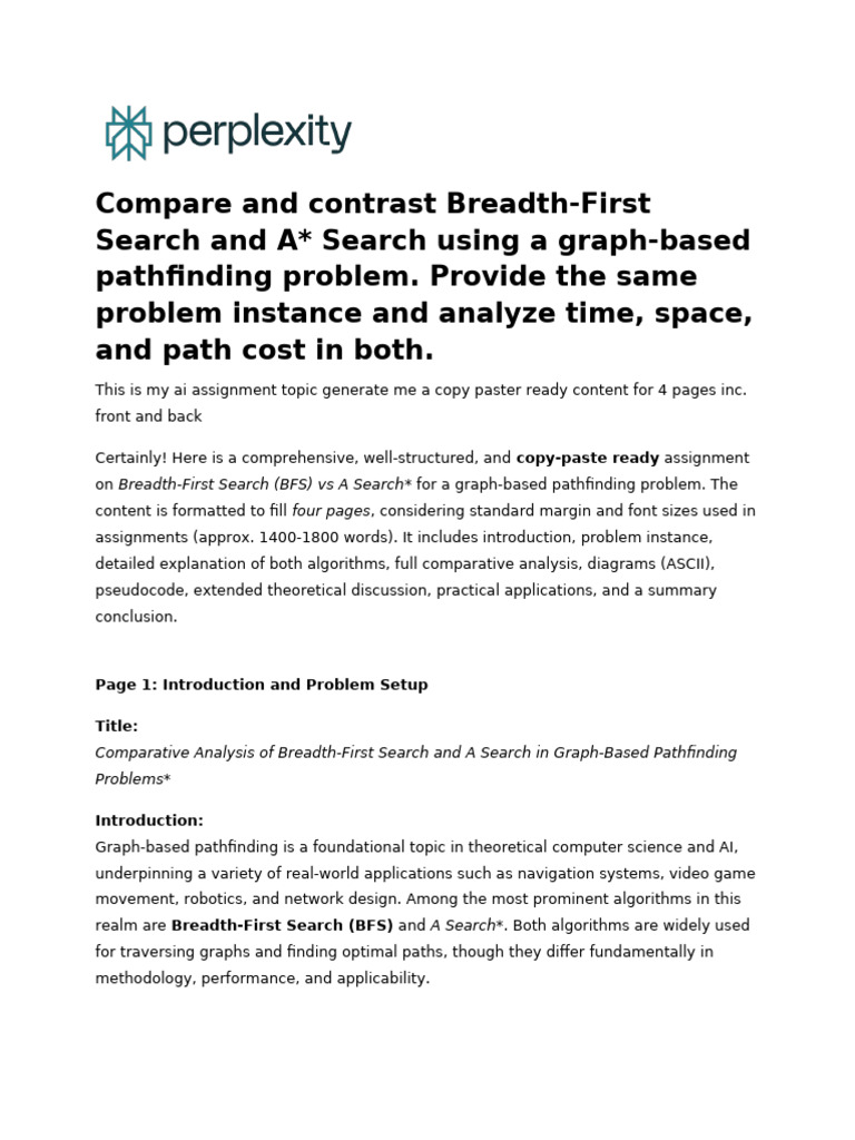 BFS vs A* Search: Pathfinding Comparison | PDF | Theoretical Computer ...