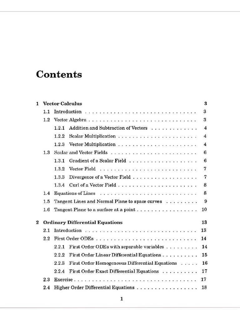 Review of Vectors and Ordinary Differential Equations Notes | PDF