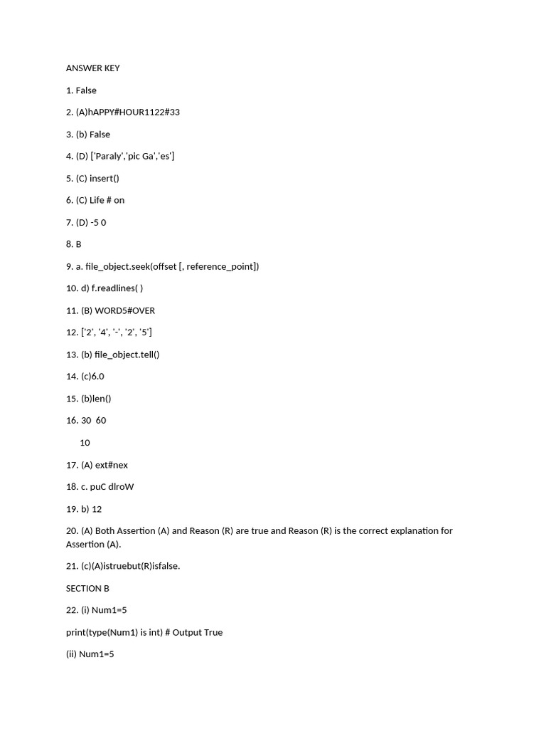 Python Programming Answer Key | PDF | Computer Programming | Software ...