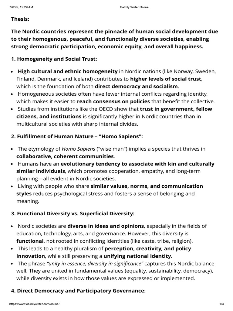 Case Study of Direct Democracy | PDF | Nordic Countries | Multiculturalism