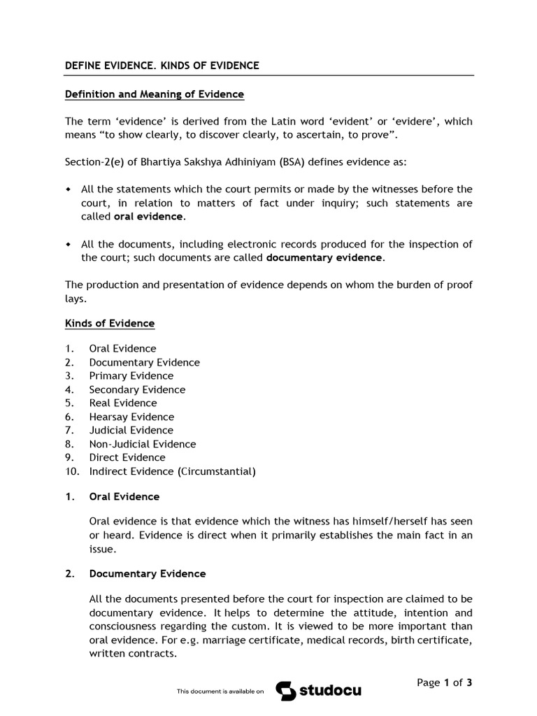 Kinds of Evidence | PDF | Circumstantial Evidence | Evidence (Law)