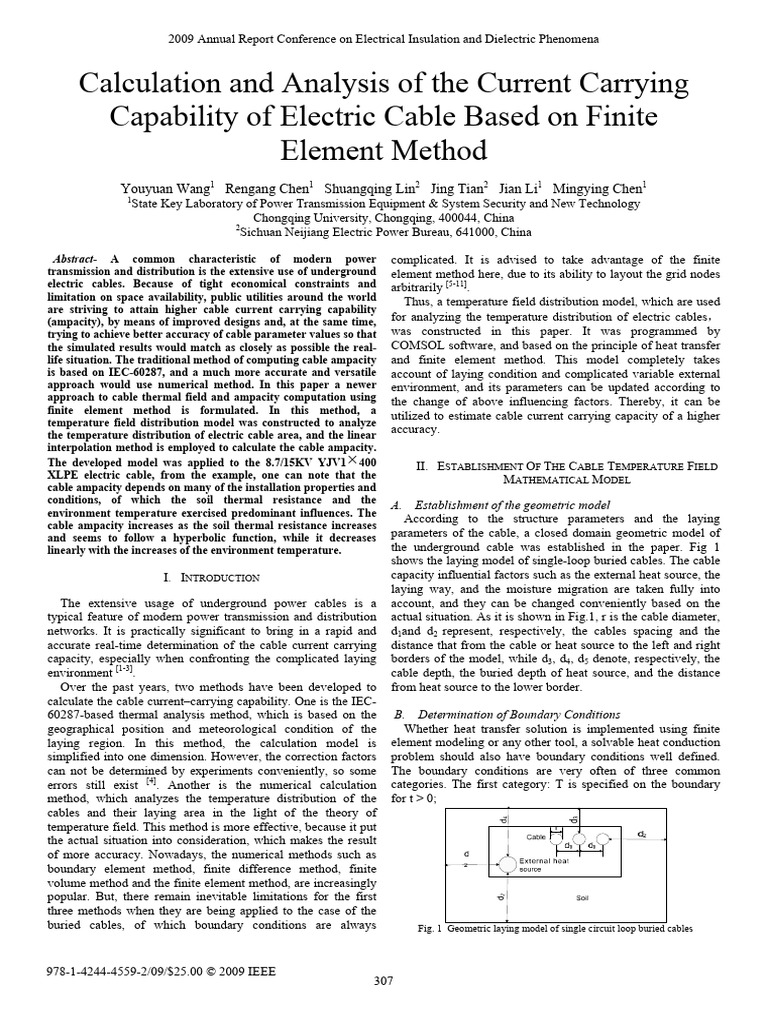 Finite Element Analysis of Cable Ampacity | PDF | Heat Transfer | Heat