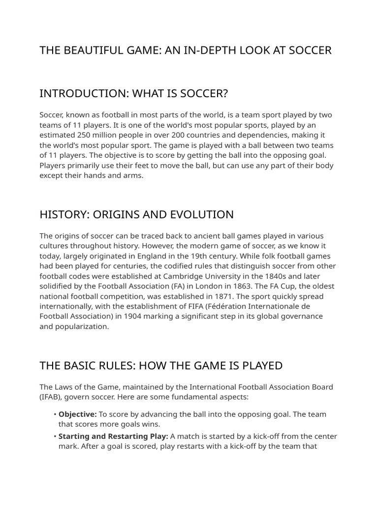 Understanding Soccer: Rules and History | PDF | Association Football ...