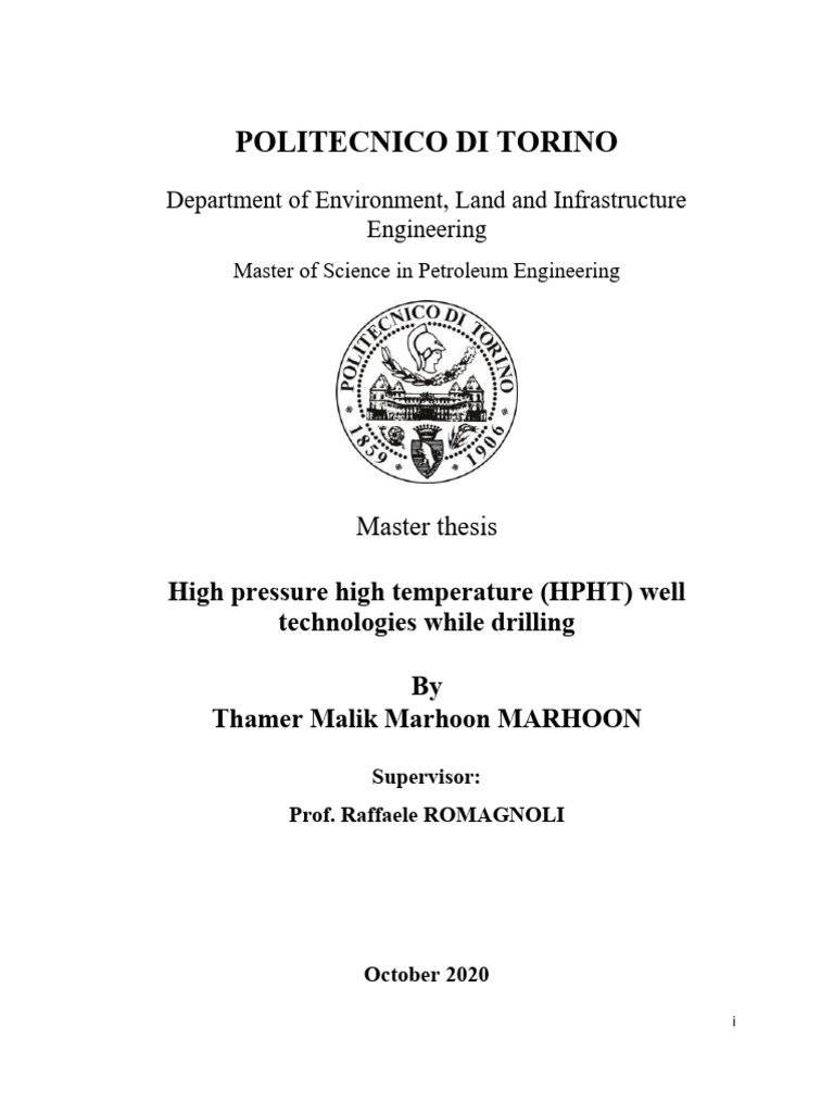 High Pressure High Temperature (HPHT) Well Technologies While Drilling ...