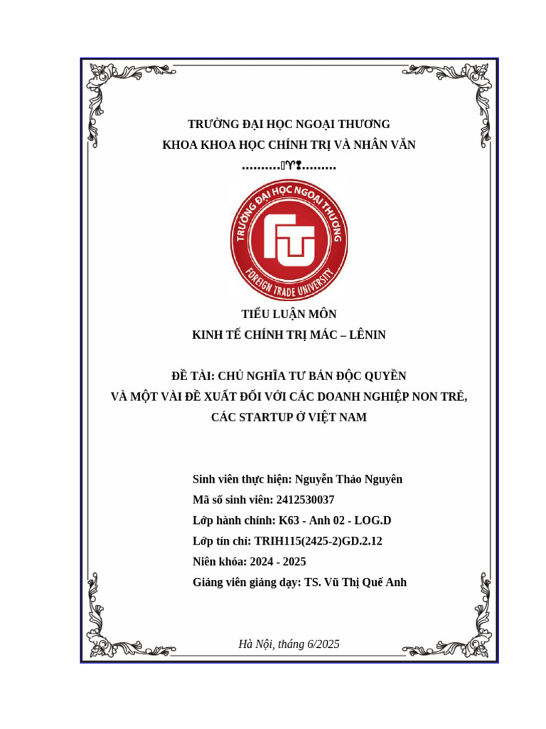 Tiểu luận KTCT (final) | PDF