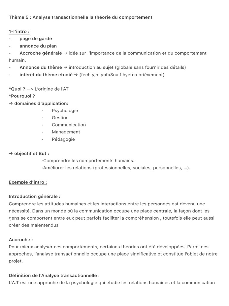 Analyse Transactionnelle : Comportement Humain | PDF | Psychologie ...