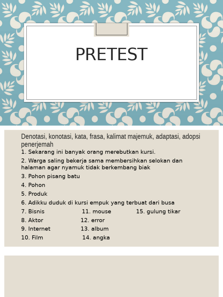 Pre Test | PDF