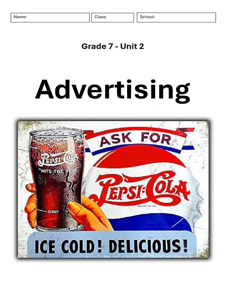 Grade 7 Advertising Vocabulary Tasks | PDF