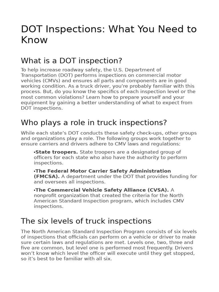 Understanding DOT Inspections for CMVs | PDF | Land Transport | Transport