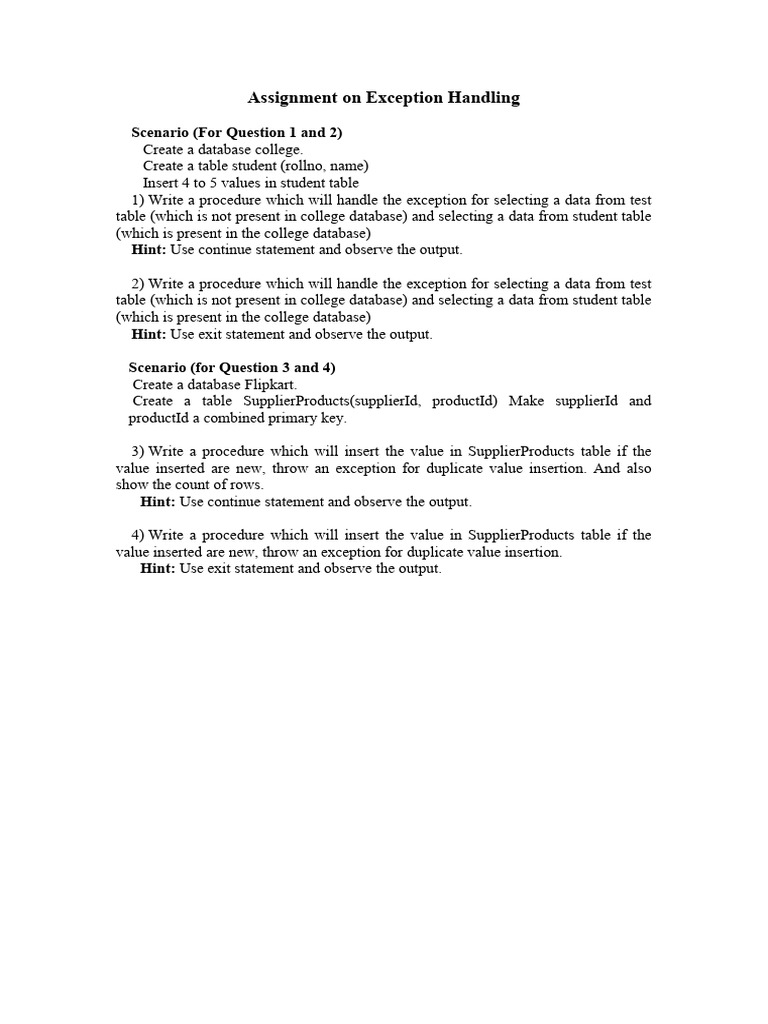 Exception Handling in Database Procedures | PDF