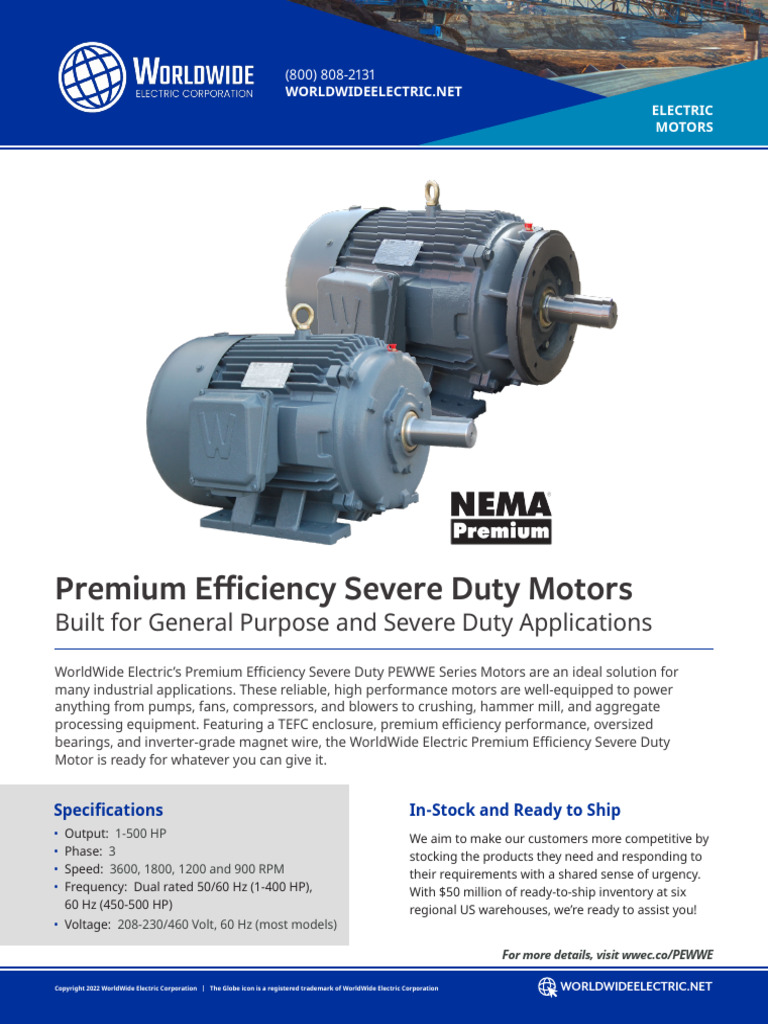 Premium Efficiency Electric Motors | PDF | Horsepower | Electrical ...