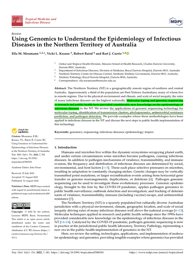 Using Genomics To Understand The Epidemiology of Infectious | PDF | Dna ...