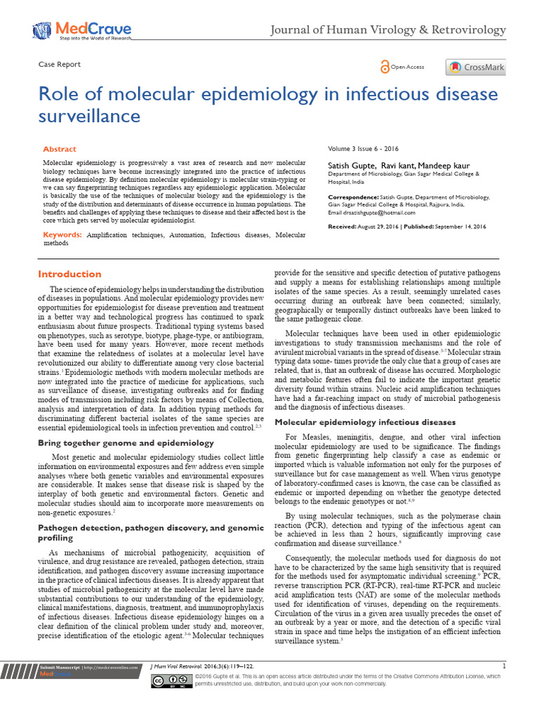 Role of Molecular Epidemiology in Infectious Disease | PDF | Infection ...