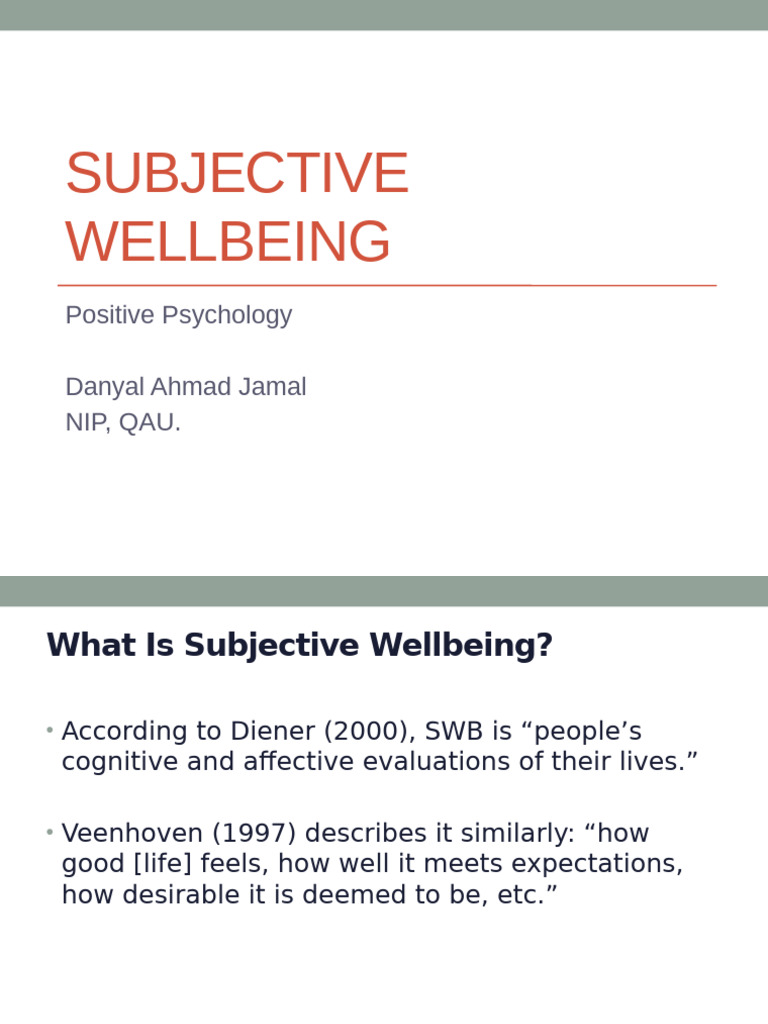 Subjective Wellbeing | PDF | Well Being | Positive Psychology