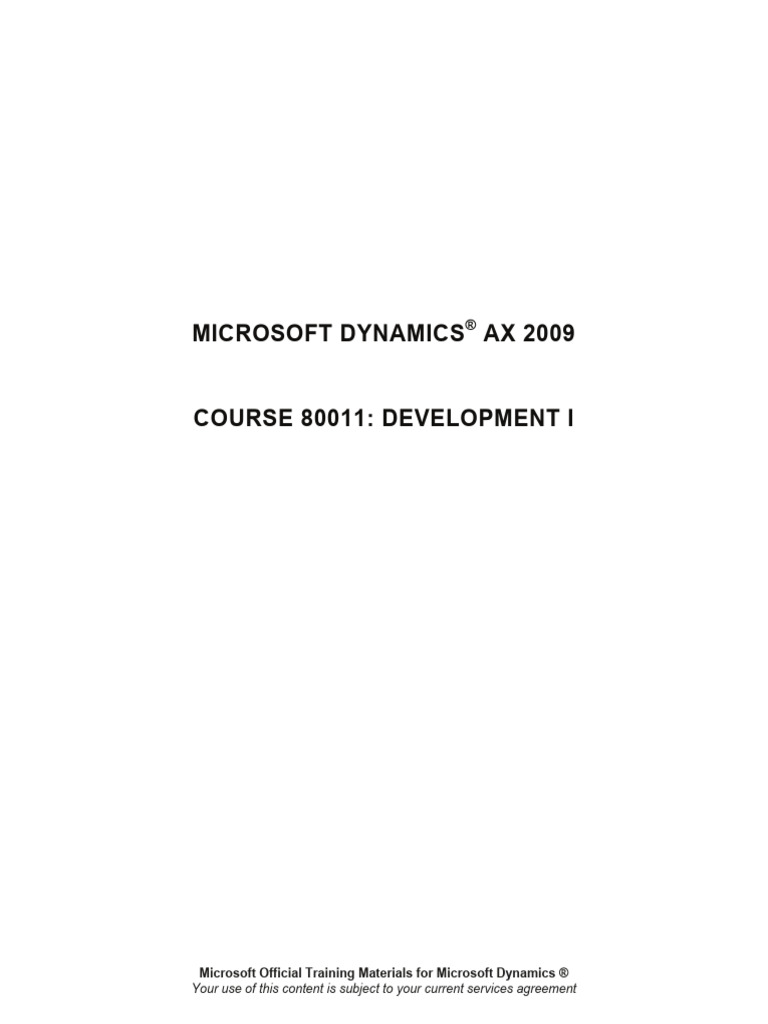 Microsoft Dynamics AX 2009 Development I | PDF | Integrated Development ...