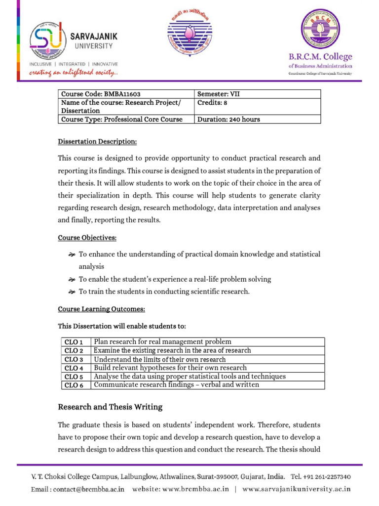 Dissertation Course Overview and Guidelines | PDF | Thesis | Methodology