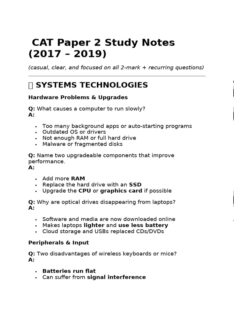 CAT Paper 2 Study Notes Overview | PDF | Computer Network | Internet