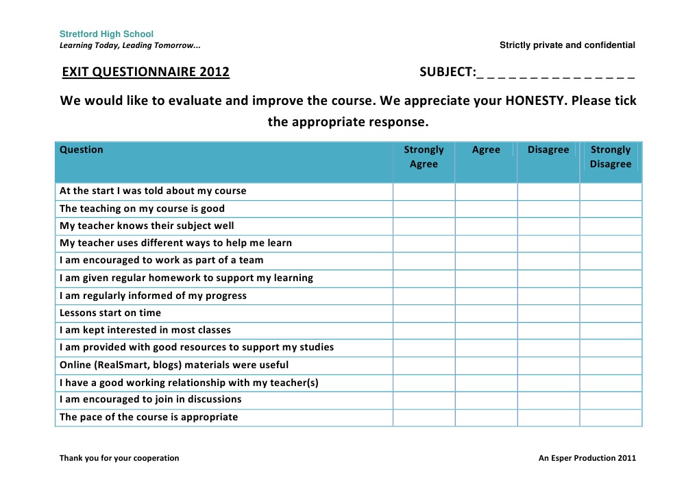 Stretford High School Course Evaluation Survey | PDF | Career & Growth ...