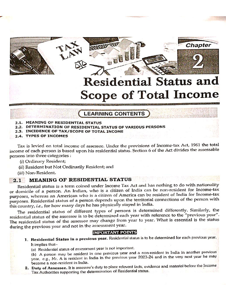 Residential Status and Total Income (Income Tax) | PDF