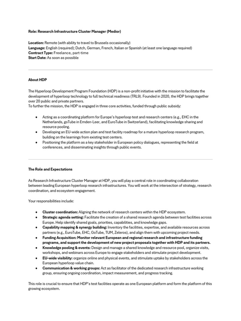 Research Infrastructure Cluster Manager Role | PDF | Collaboration ...