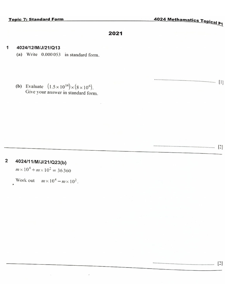 Topic 7 - Standard Form | PDF