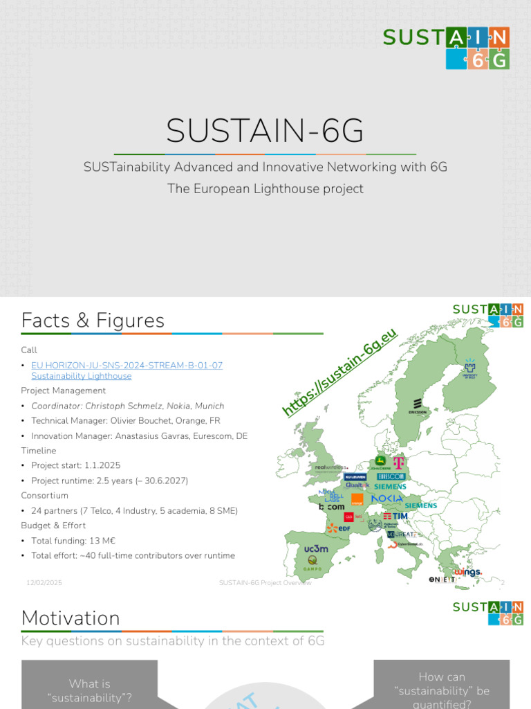 SUSTAIN 6G Project Overview 2025-02-12 | PDF | Sustainability | Smart Grid