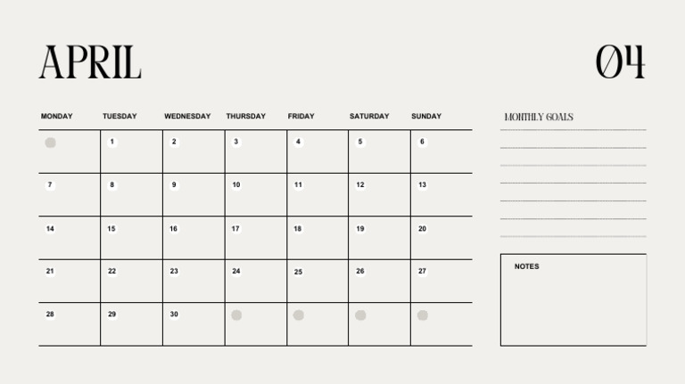 April Monthly Goals Planner | PDF