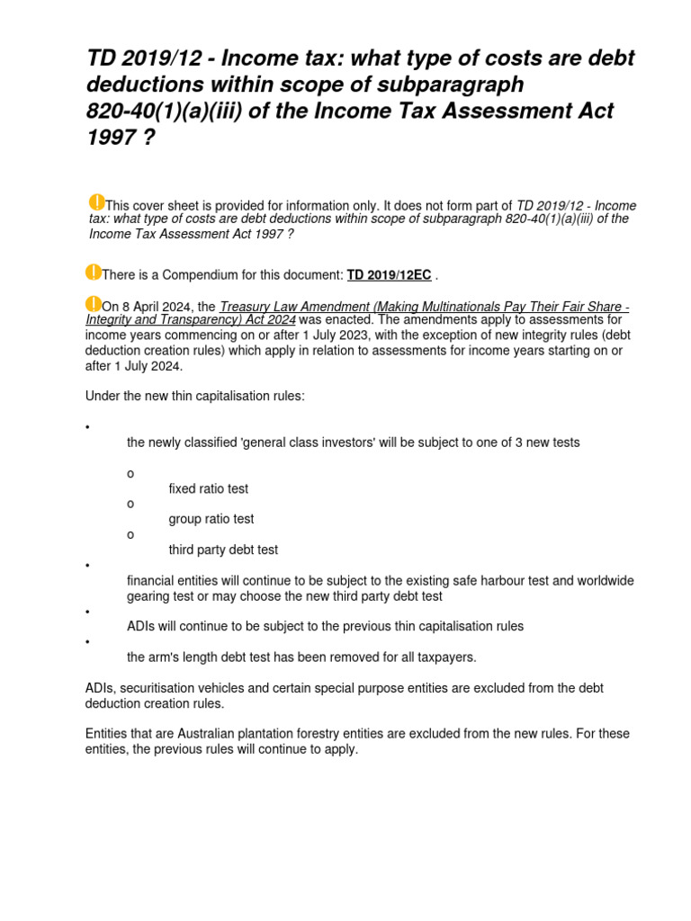 Debt Deductions Under Tax Act 1997 | PDF | Tax Deduction | Taxes