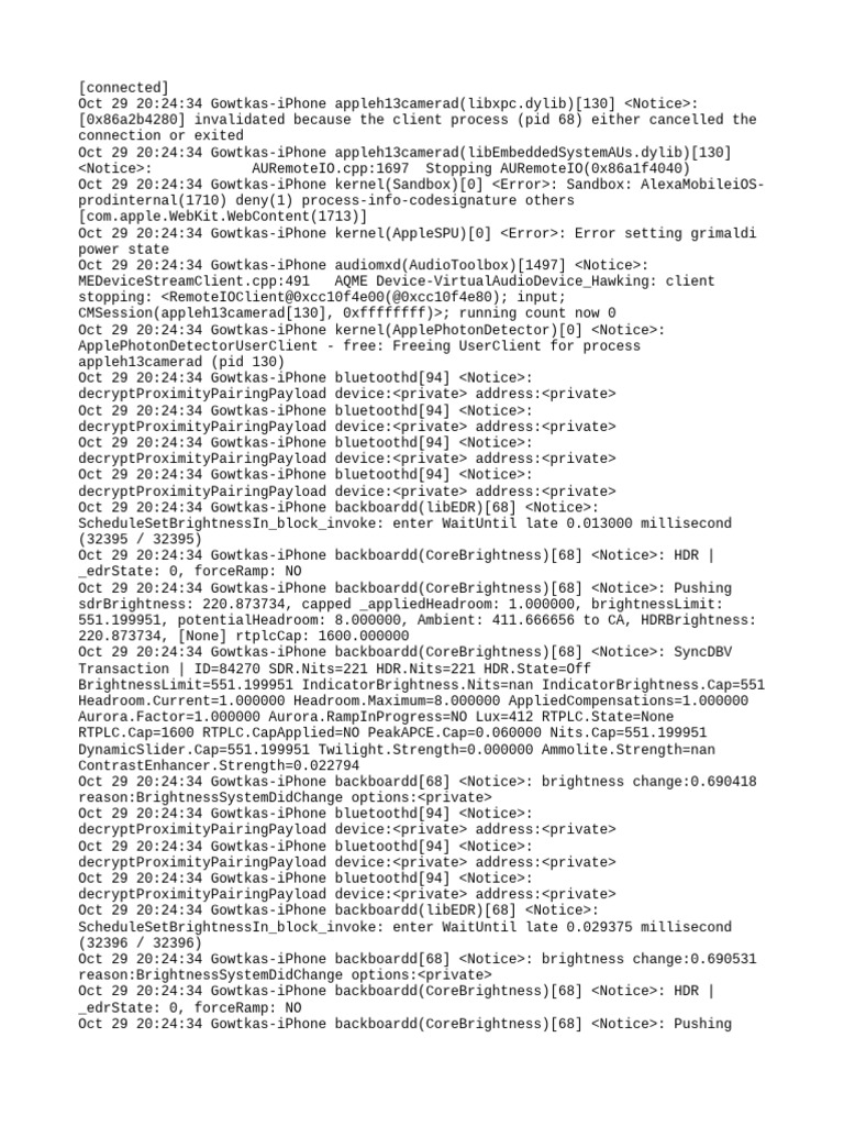 iPhone System Log Analysis | PDF | Bluetooth | Electronics