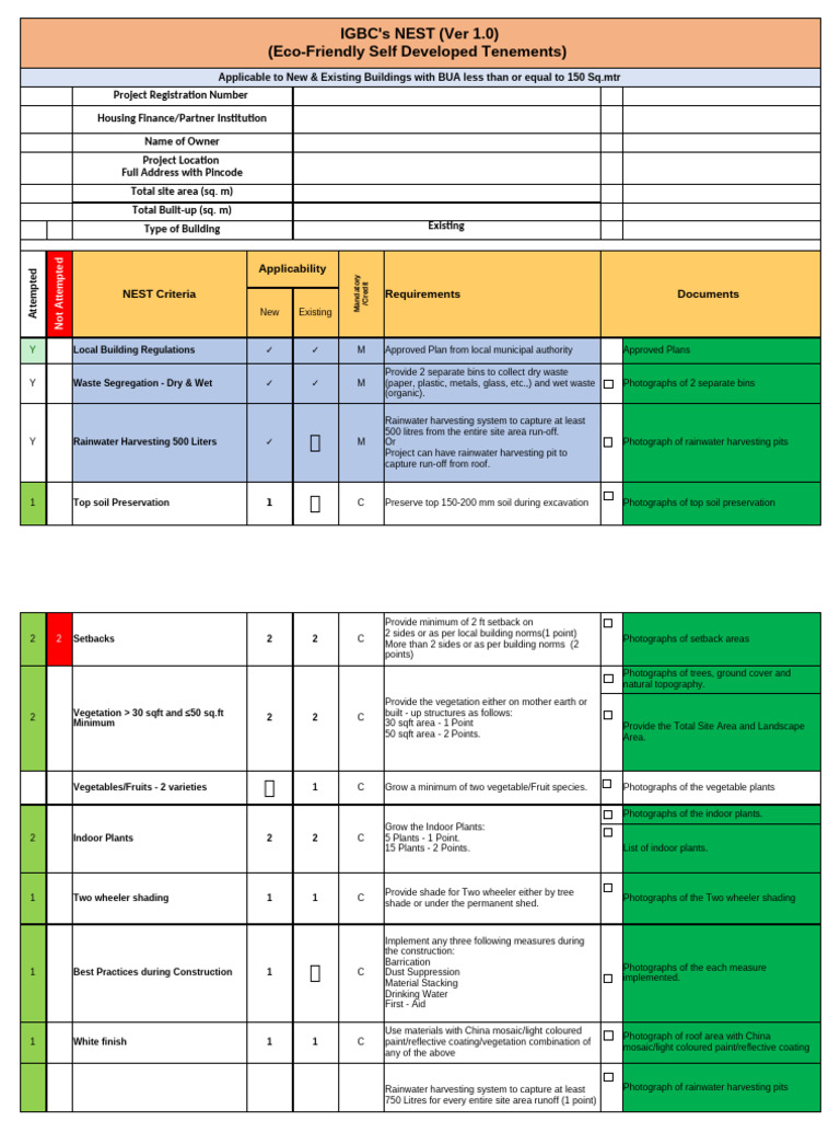NEST Certification Guidelines for Buildings | PDF | Window | Tap (Valve)