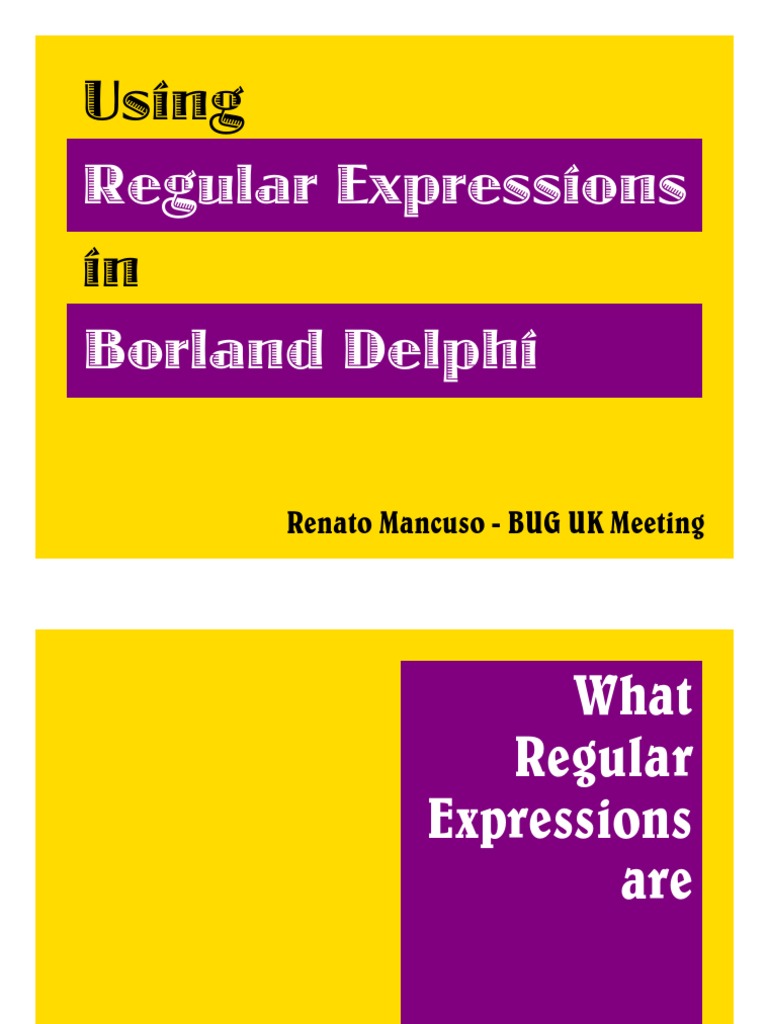 Delphi Regular Expressions Guide | PDF | Regular Expression | Computer ...