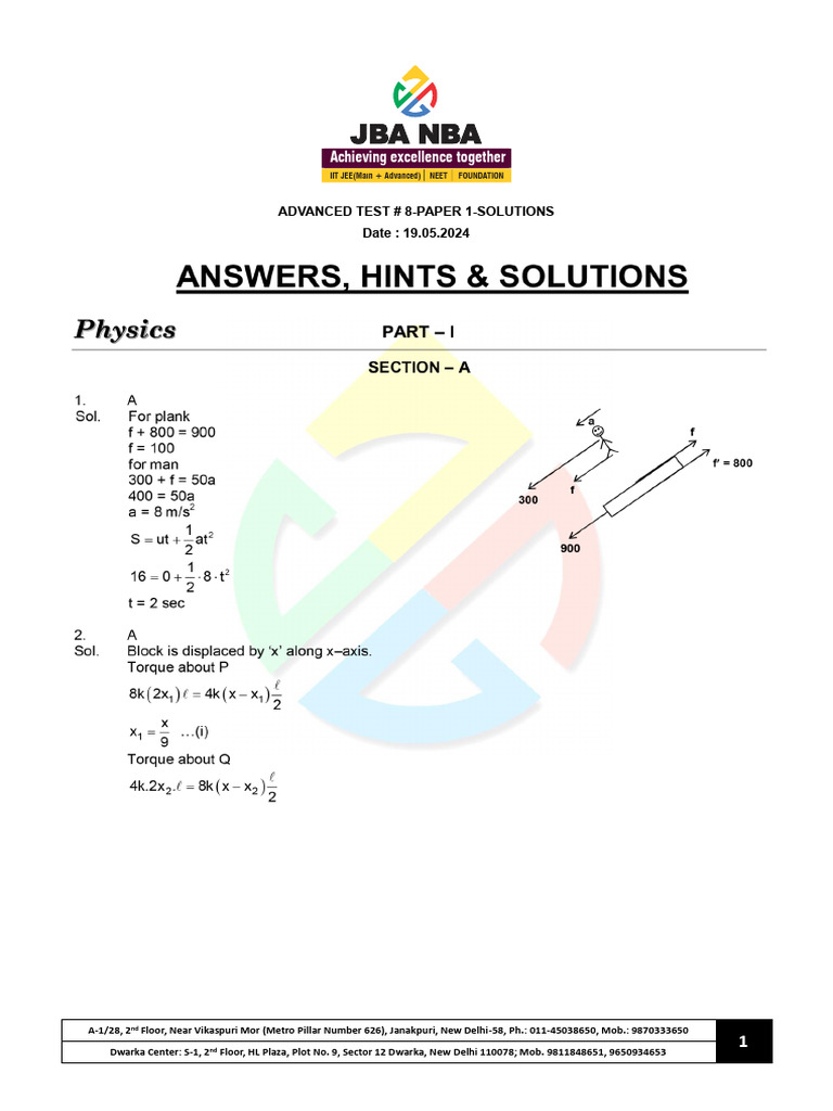 JBA NBA Advanced Test 8 Solutions | PDF | Student Assessment And ...