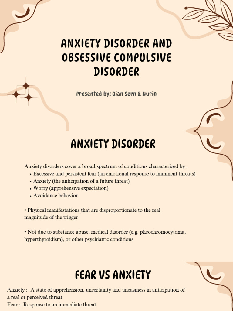 Anxiety Disorder and Obsessive Compulsive Disorder | PDF | Anxiety ...