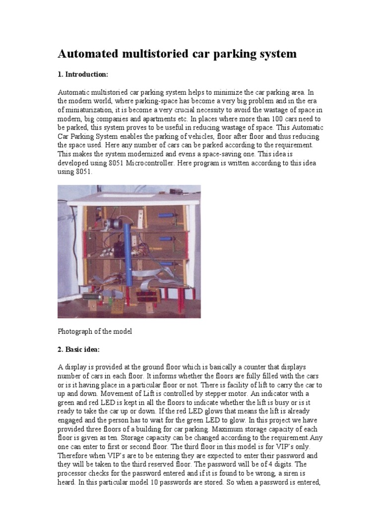 Automated Car Parking System Project Report Pdf
