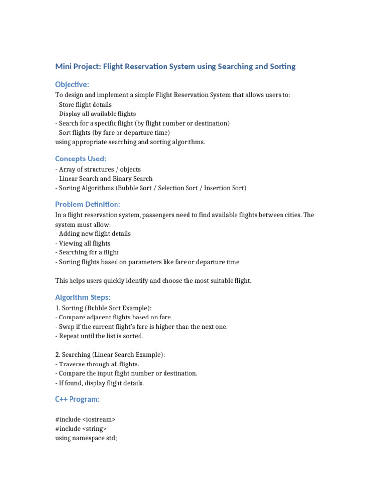 Flight Reservation System Project | PDF | Computing | Applied Mathematics
