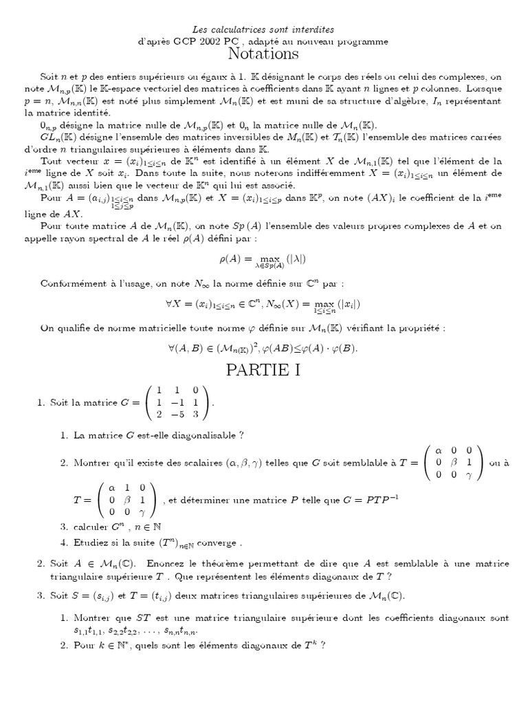 Matrices : Propriétés et Convergence | PDF | Matrice (Mathématiques ...