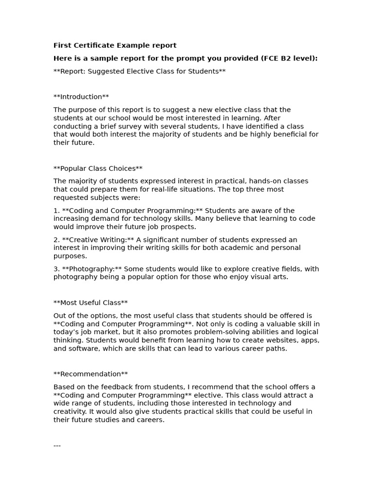 Suggested Elective Class Report | PDF | Computer Programming | Curriculum