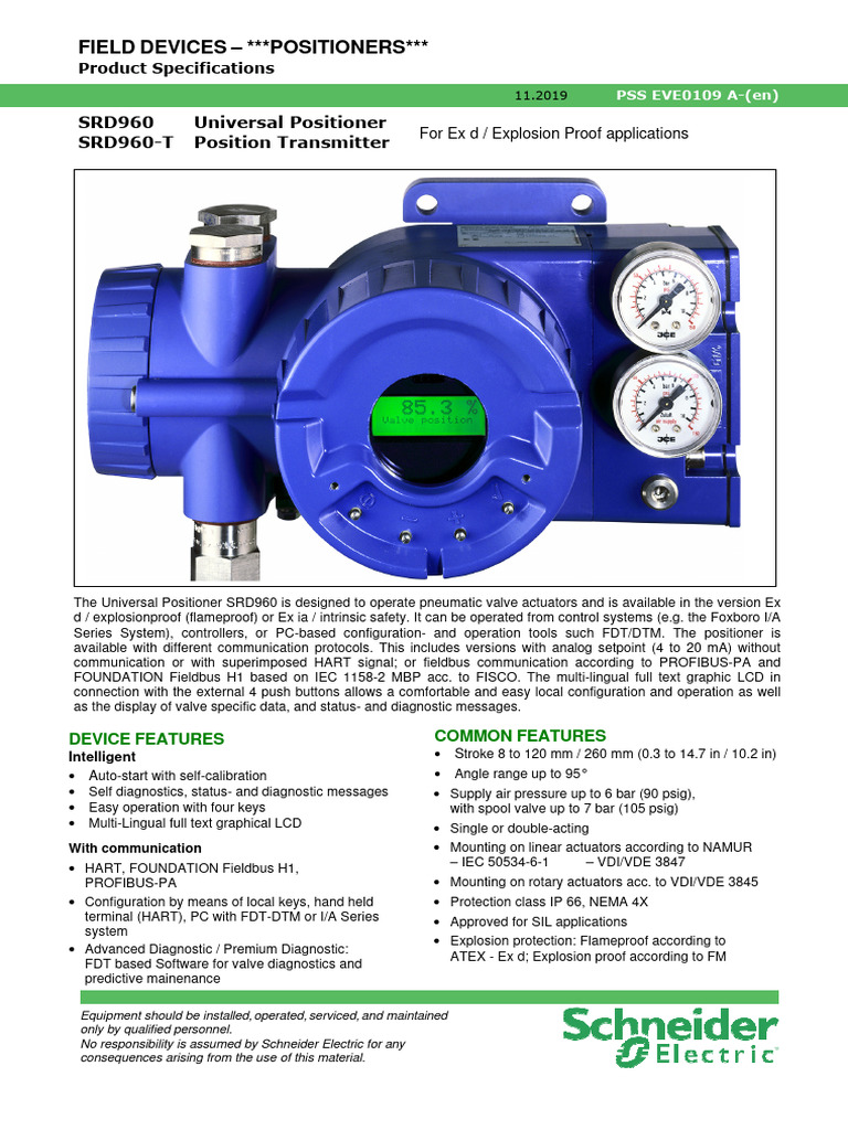 SRD960 Universal Positioner Specs | PDF | Electrical Engineering ...
