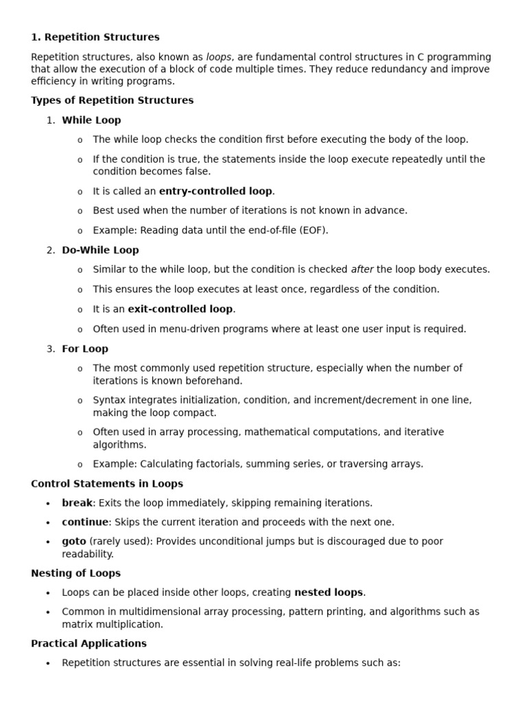 C Programming: Loops and Functions Guide | PDF | Control Flow ...