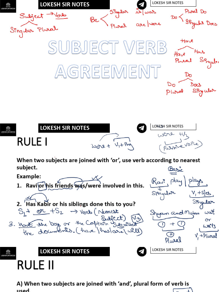 Subject Verb Agreement | PDF