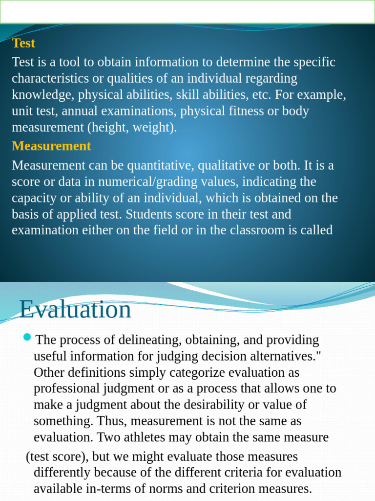 Test, Measurement, and Evaluation Guide | PDF | Body Mass Index ...