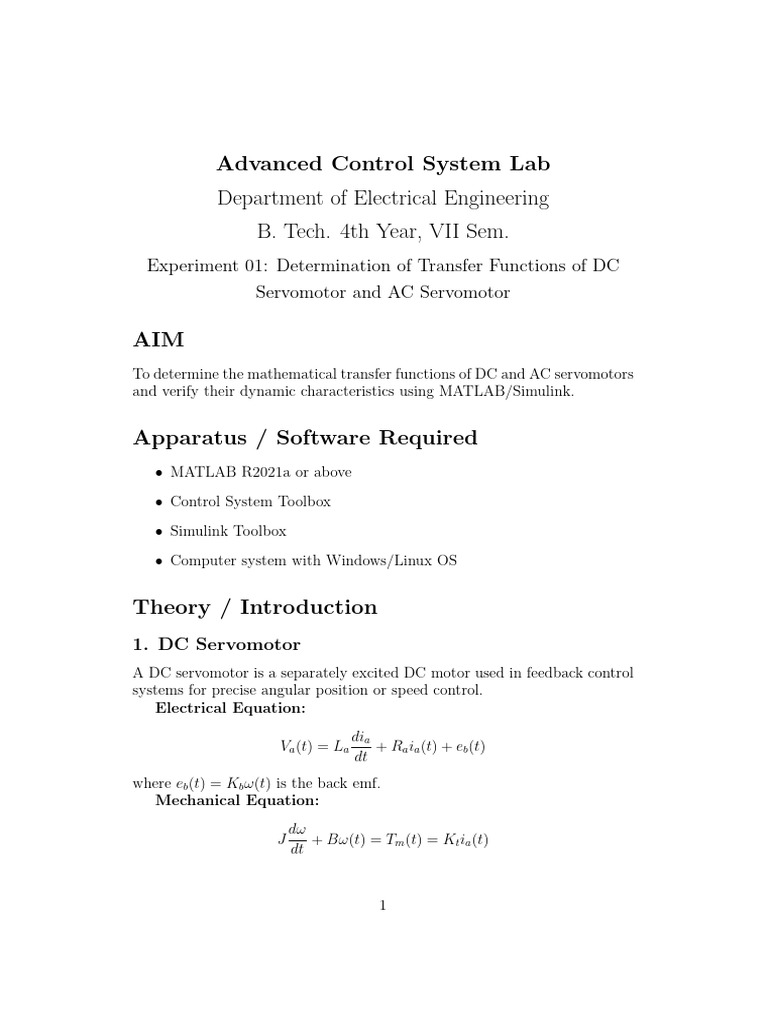 Acs Lab Exp 01 to 05 | PDF | Servomechanism | Damping