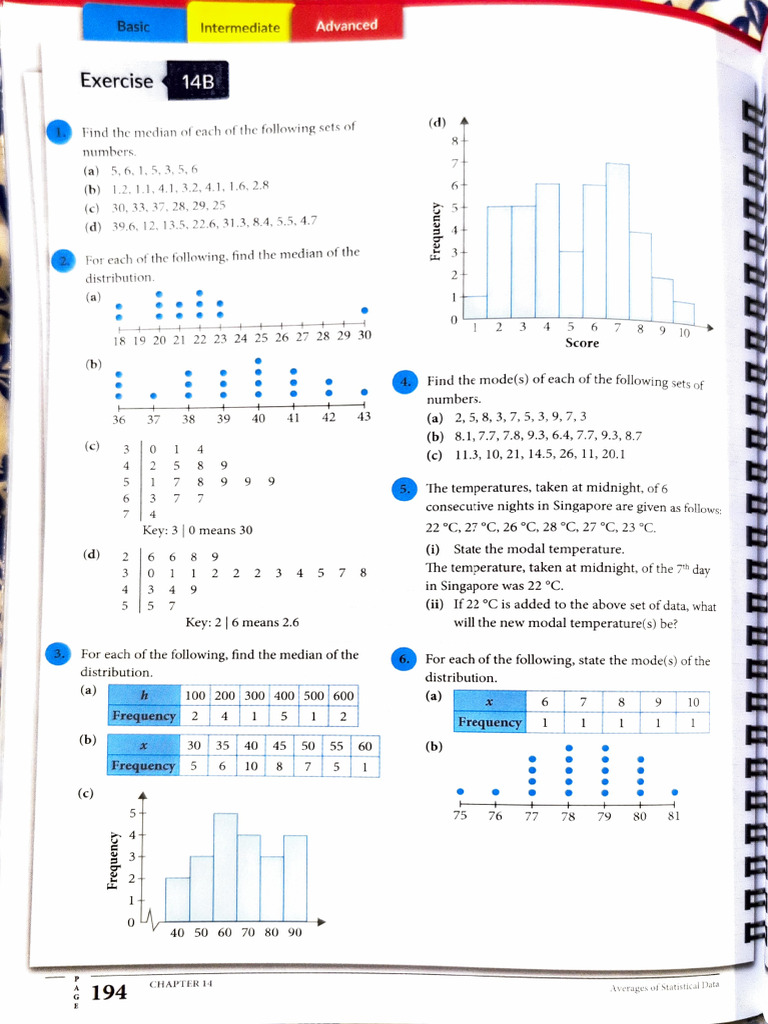 Median and Mode Exercises in Statistics | PDF