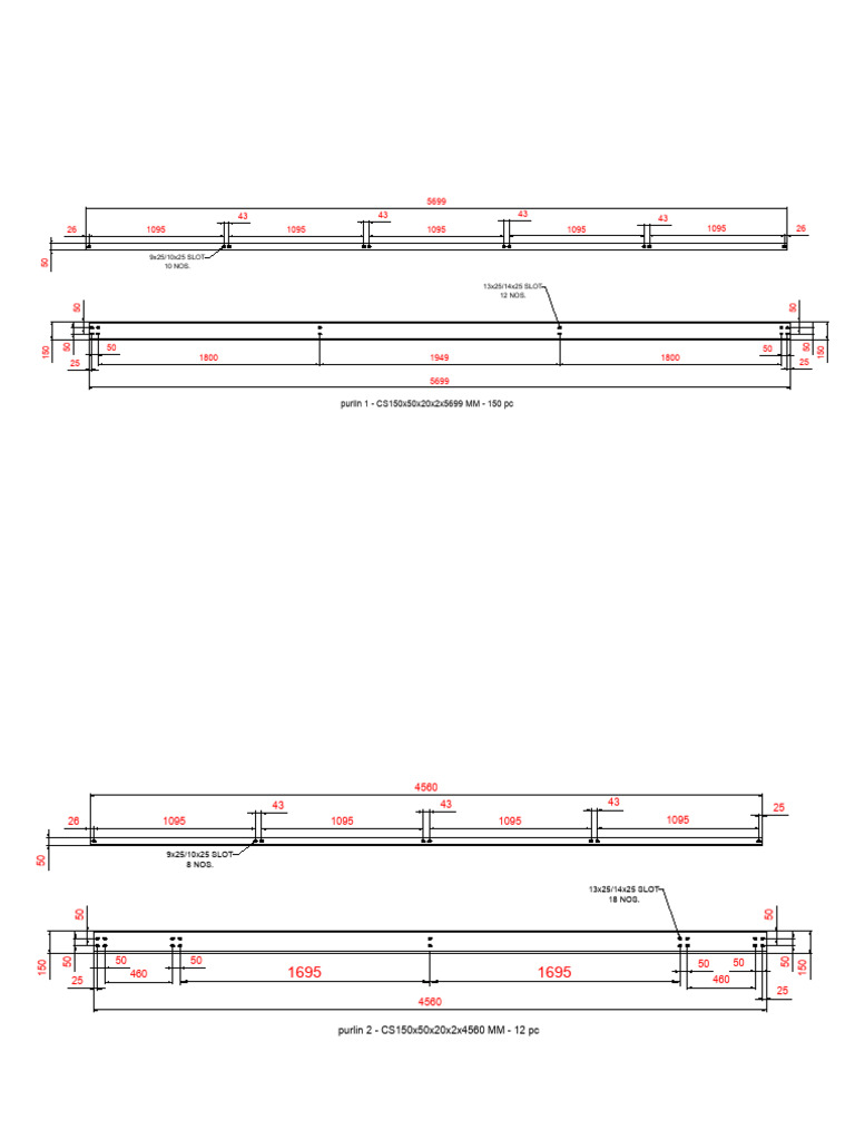 Purlin and Slot Specifications List | PDF