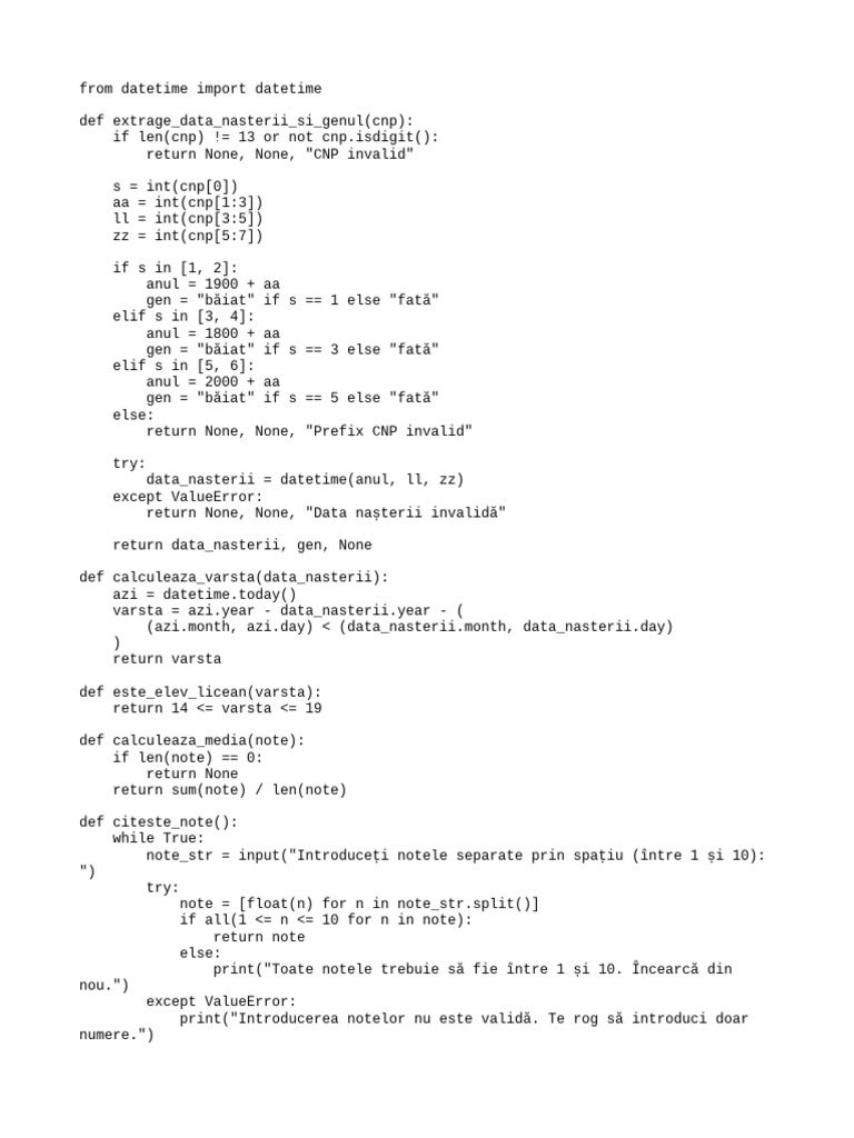 Proiect Python 3 | PDF