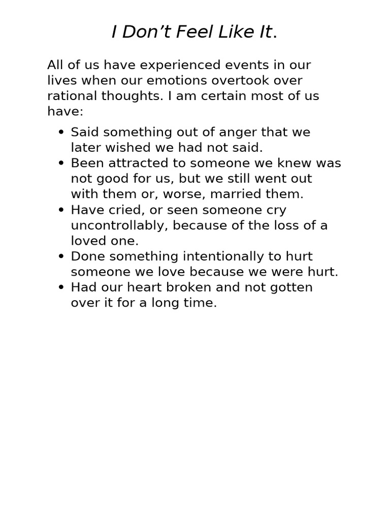 All of Us Have Experienced Events in Our Lives When Our Emotions ...