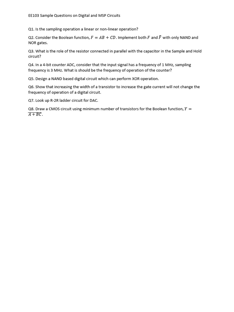 Sample Questions On Digital and MSP | PDF