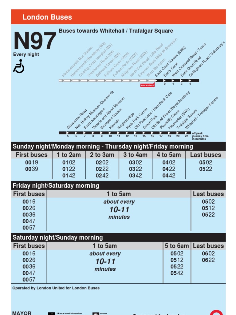 London Night Bus Timetable N97 | PDF | Travel